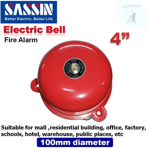 Sassin Electric Bell 100mm 4 Inch Dia Metal Round Fire Alarm Bell AC