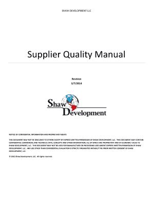 Fillable Online Supplier Quality Manual Shaw Development Fax Email