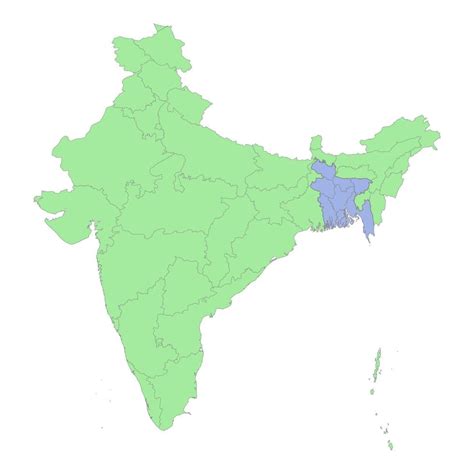 High quality political map of India and Bangladesh with borders ...