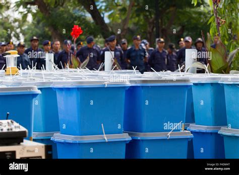 Police Officers Lining Up To Deliver Election Material To Polling