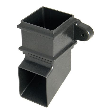 Floplast Cast Iron Effect Black 65mm Square Downpipe Socket With Lugs