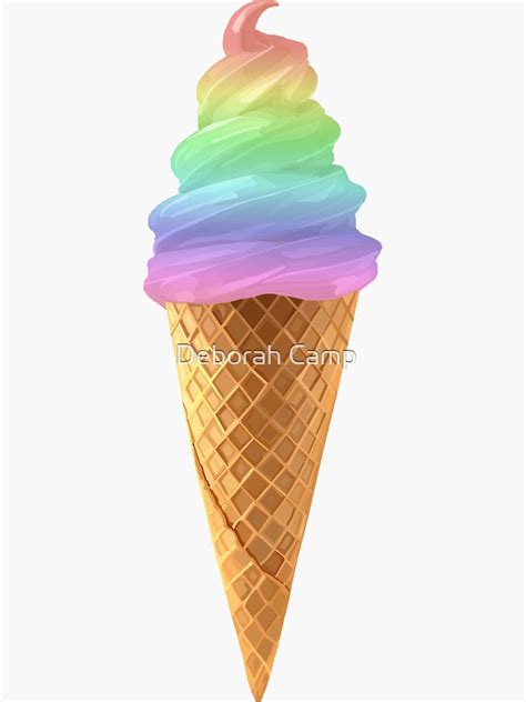 Rainbow Swirl Ice Cream Cone Sticker For Sale By Deborahcamp Redbubble