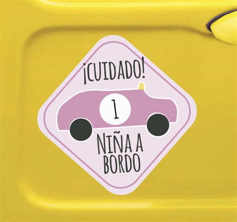 Sticker Adhesivo Para Coche Cuidado Ni A A Bordo Tenvinilo