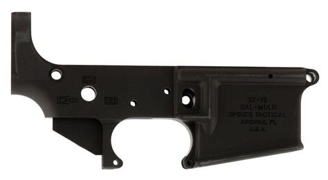 Spikes STLS045 No Logo Stripped Lower Receiver Multi Caliber 7075 T6