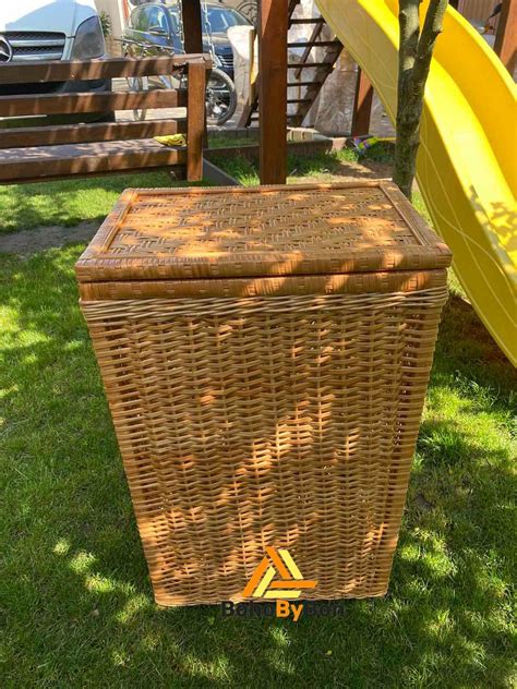 Wicker Laundry Basket Large Rectangular Basket with Lid | Etsy