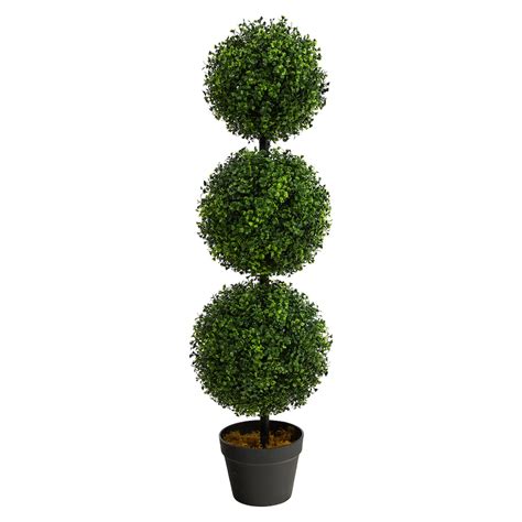 Nearly Natural 3ft Boxwood Triple Ball Topiary Artificial Tree Indoor