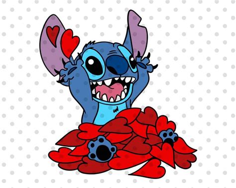 Stitch In Love Svg Stitch Valentines Day Valentines Day Svg Hearts