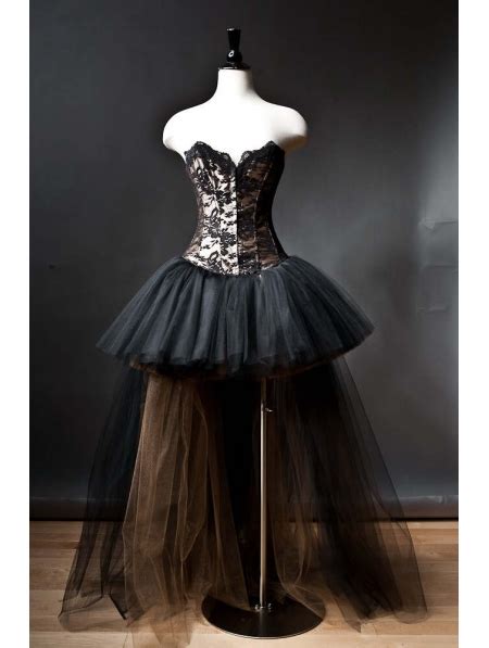 Alternative Fashion Black Romantic Gothic Corset High Low Prom Dress