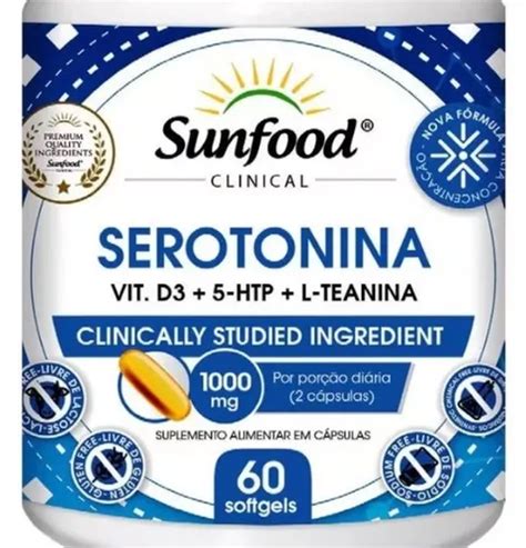 Serotonina Vitamina D3 5 htp L teanina 1000mg Sunfood à venda em