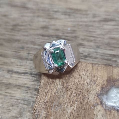 Zamrud Zambia Batu Permata Asli Cincin Perak Zambian Emerald Natural