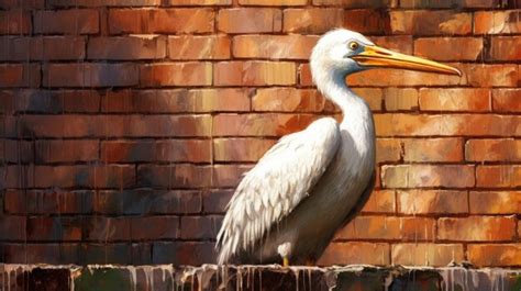 Premium Ai Image A Painting Of A White Bird With A Yellow Beak Stands