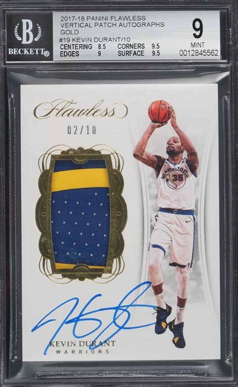 2017 18 Flawless Patch Auto Gold Kevin Durant BGS 9 02 10