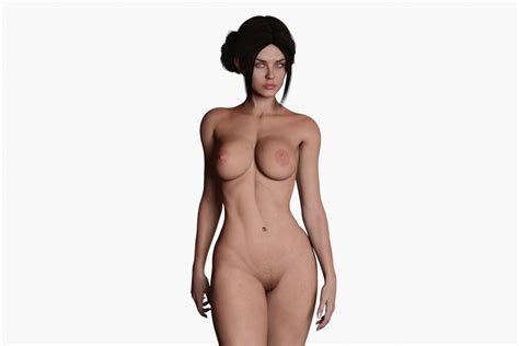 Naked Fitness Brunette Woman With Tied Hair D Model Rigged Cgtrader