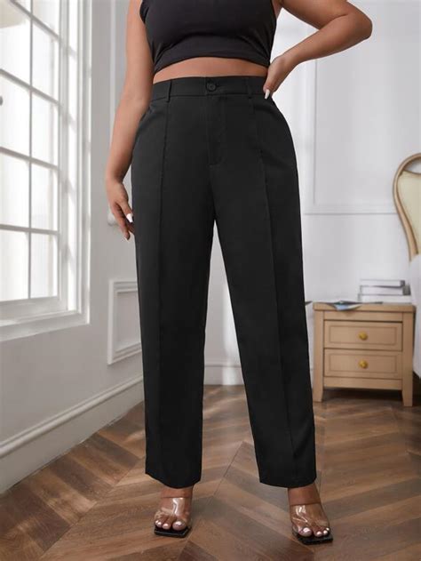 Shein Essnce Plus High Waist Seam Detail Pants Shein Usa