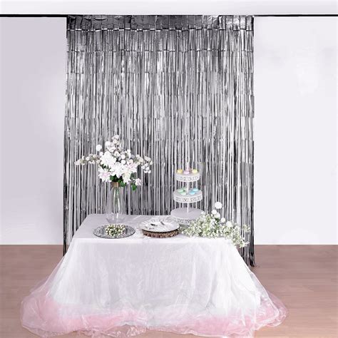 8ft Metallic Tinsel Foil Fringe Curtain Party Photo Booth Etsy