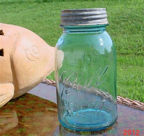 Antique Quart Aqua Blue Ball Perfect Mason Jars With Zinc Lids Etsy Etsy Vintage Aqua Blue