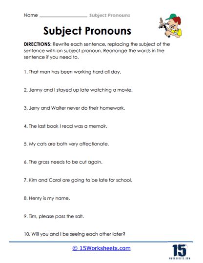 Subject And Object Pronoun Worksheet Practice Exercises For English Learners