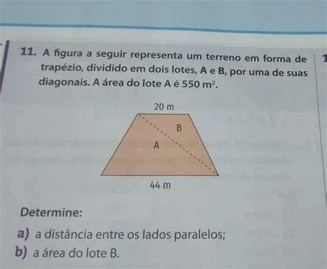 11 A figura a seguir representa um terreno em forma de trapézio