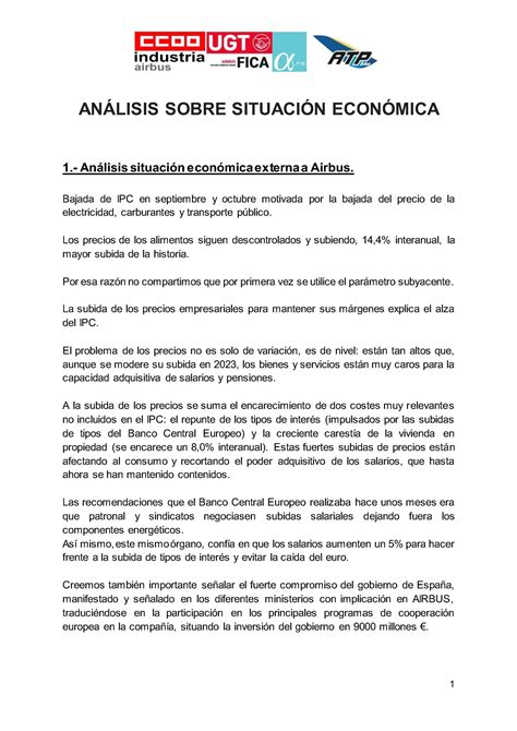 ANÁLISIS SOBRE SITUACIÓN ECONÓMICA Airbus