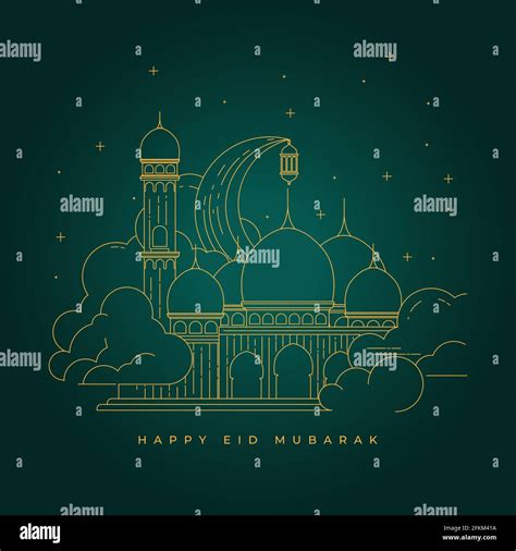 Ilustraci N Vectorial De Eid Mubarak Con Dise O De Fondo Verde Buena