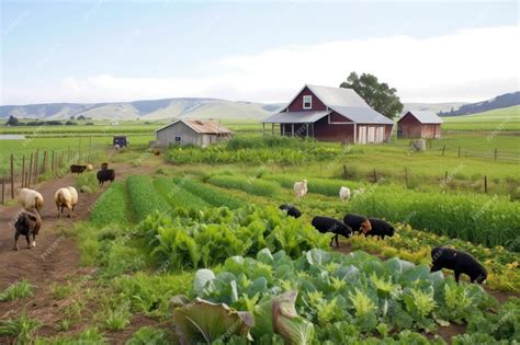 Premium AI Image | A farm with crops and livestock growing and thriving ...