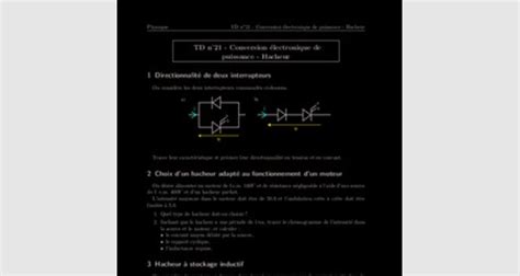 Exercices Corrig S D Lectronique De Puissance Sur Le Hacheur Cours