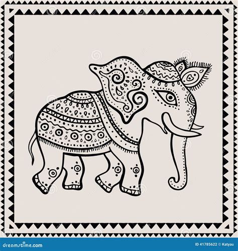 Elefante étnico Estilo Indio Ilustración Del Vector Imagen 41785622