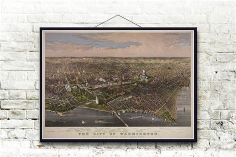 Washington Dc 1880 Bird S Eye View Map Fine Art Print Birds Eye View Map Fine Art Fine Art