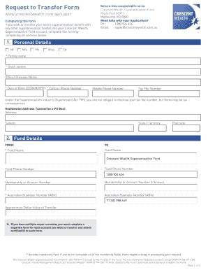 Fillable Online Request To Transfer Form Crescent Wealth Fax Email