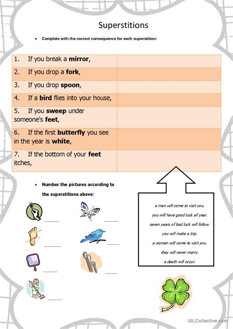 Superstitions First Conditional Fran Ais Fle Fiches Pedagogiques Pdf