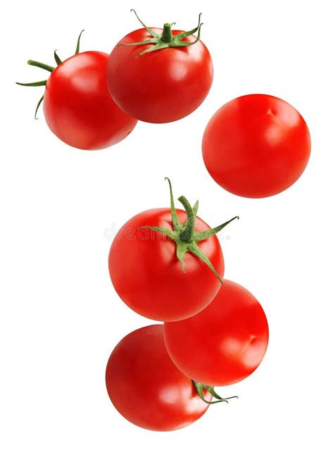 Falling Tomato Slice Isolated On White Background With Clipping Path