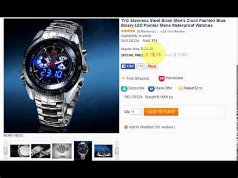 Tvg Stainless Steel Black Men S Clock Fashion Blue Binary Led Pointer