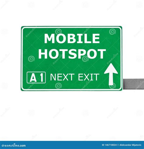 MOBILE HOTSPOT Road Sign Isolated on White Stock Photo - Image of