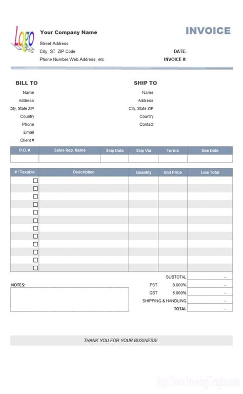 Excel Invoice Template For Quickbooks throughout Quickbooks Invoice ...