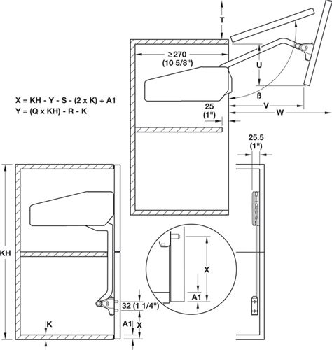 Double flap lift up fitting Häfele Free fold short in the Häfele