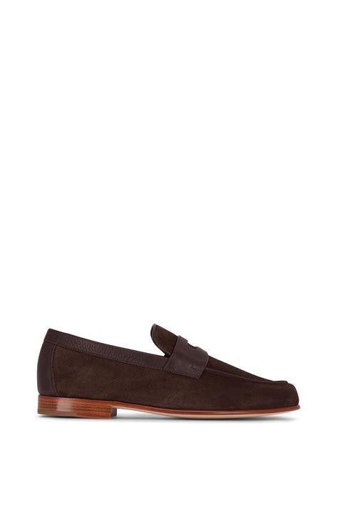 John Lobb Hendra Dark Brown Suede Penny Loafer