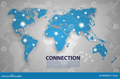 Vector World Map Connection Stock Vector Illustration Of Global