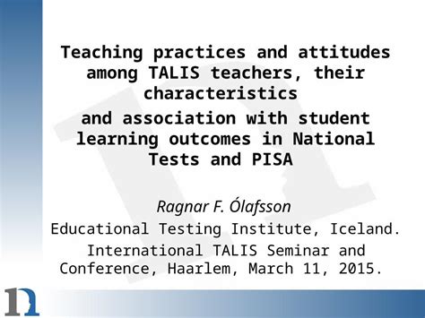 PPT Teaching Practices And Attitudes Among TALIS Teachers Their