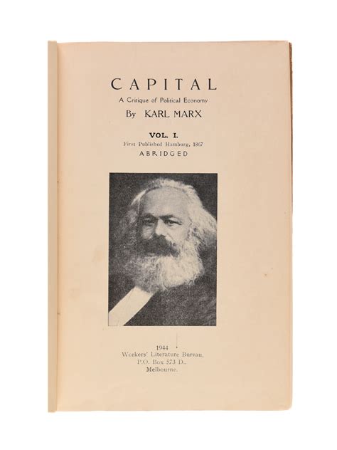 Capital A Critique Of Political Economy Vol I Abridged By MARX Karl