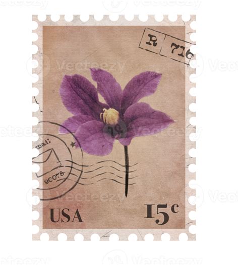 Sello Postal Vintage Floral Sello Postal Imprimible Retro Con Flores