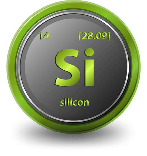 Silicon chemical element. Chemical symbol with atomic number and atomic ...