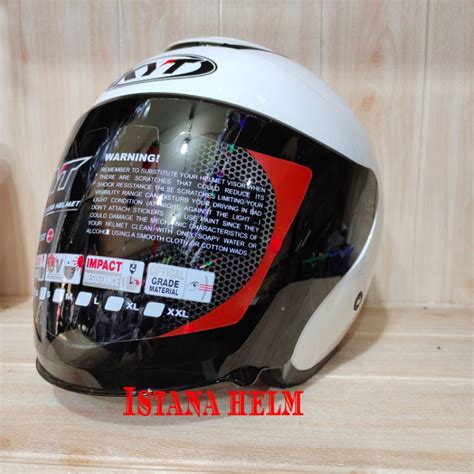 Jual Helm Kyt Kyoto R Solid White Visor Iridium Norisk Paket Ganteng