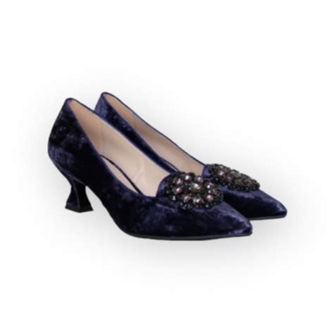 Marian Navy Velvet Kitten Heel With Jewels Shoobaloo