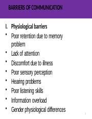 barriers of communication.pptx - BARRIERS OF COMMUNICATION I ...