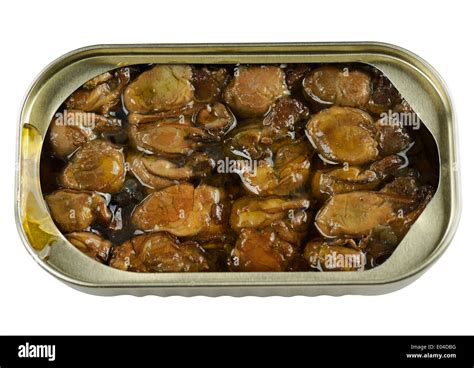 Canned Smoked Oysters Isolated On White Background Stock Photo Alamy