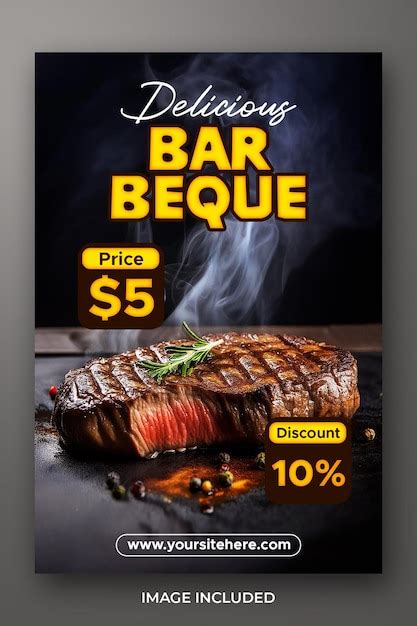 Grilled Steak House Restaurant Flyer And Social Media Premium Ai