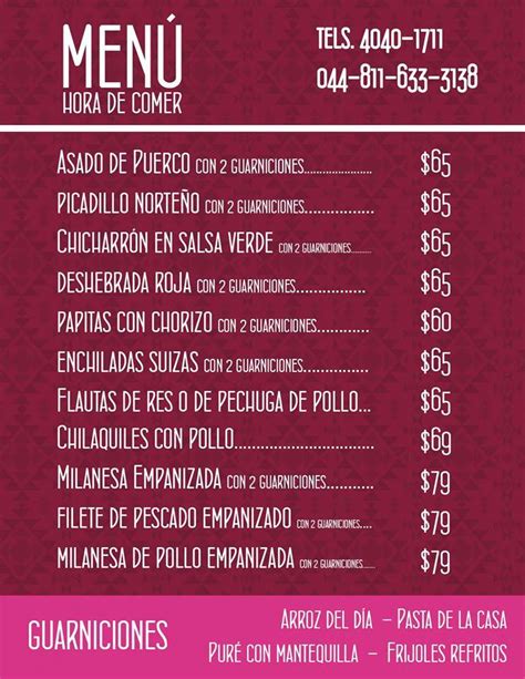 Menu At La Patrona Grill Guadalupe