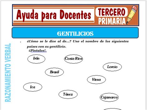 Los Gentilicios Para Tercero De Primaria Ayuda Para Docentes