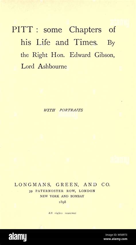 Pitt Some Chapters Of His Life And Times Ashbourne Edward Gibson