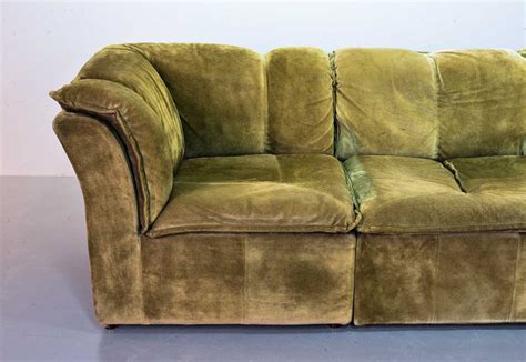 Laauser Moss Green Nubuck Leather Modular Sofa Elements Germany